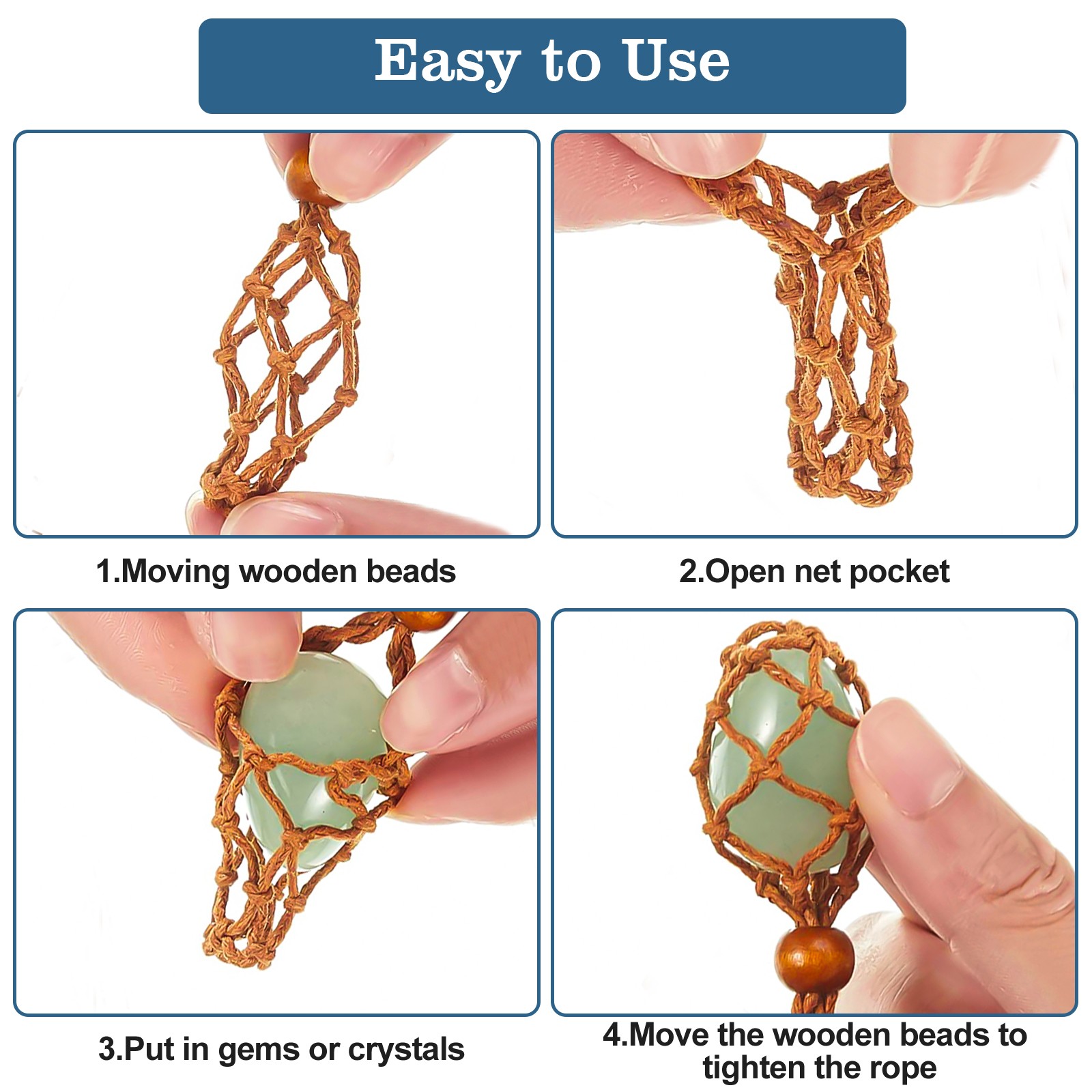 10X Crystal Holder Necklace Bracelet Set Adjustable Stone Cage Cord DIY Jewelry