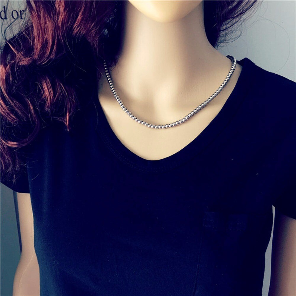 6/8/10mm Fashion Stainless Steel Solid Heavy Bead Ball Chain Necklace Never Fade