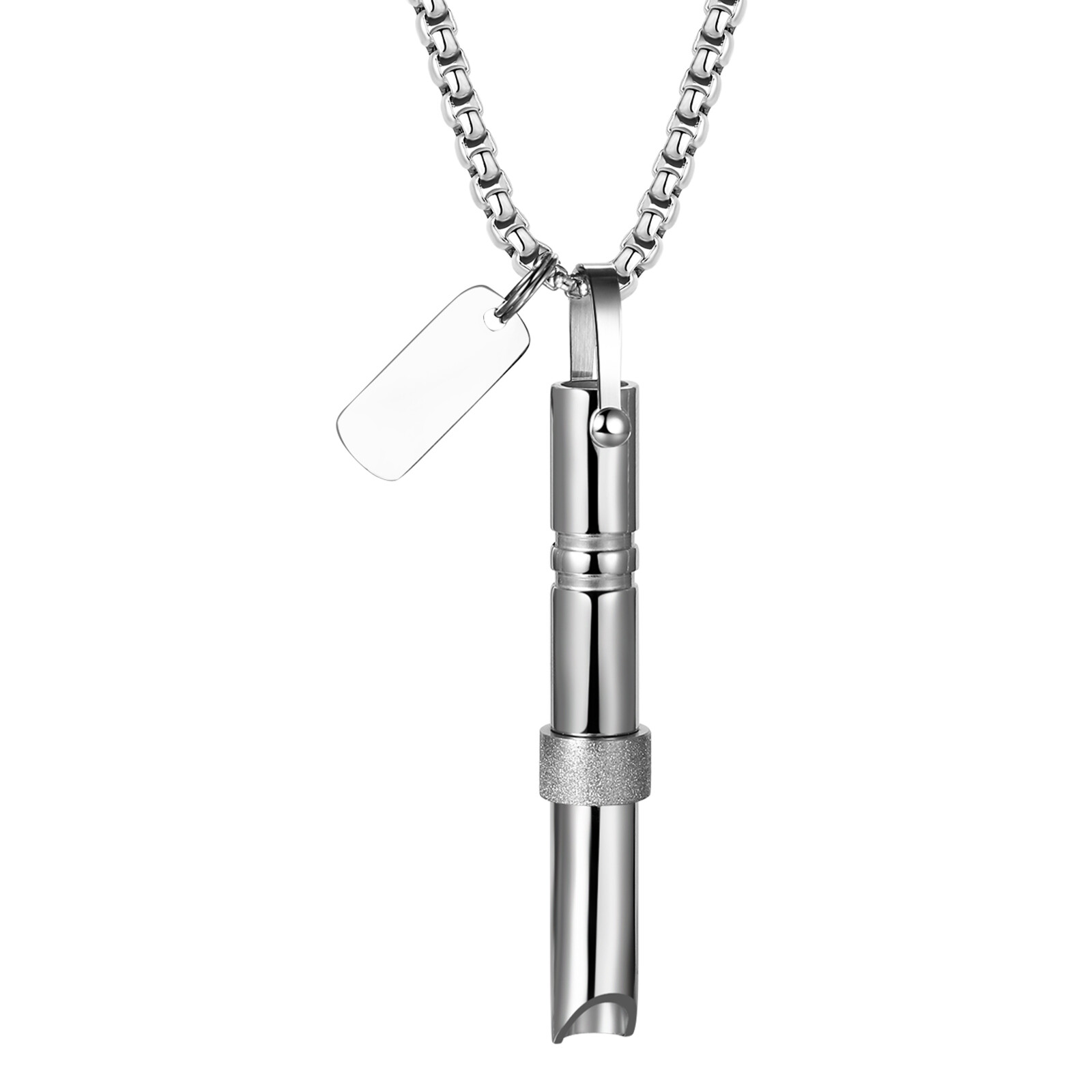 Men Women Anxiety Relief Mindful Breathing Stainless Steel Meditation Necklace
