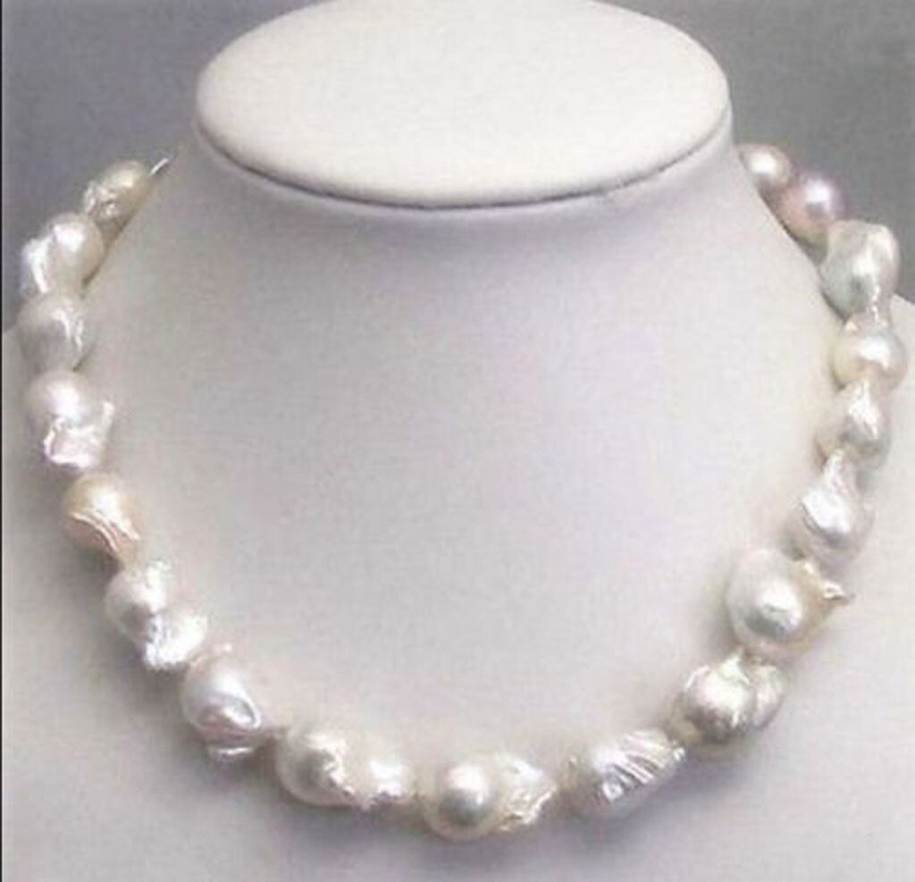 RARE HUGE 15-23MM WHITE SOUTH SEA BAROQUE KESHI AKOYA PEARL NECKLACE 18″