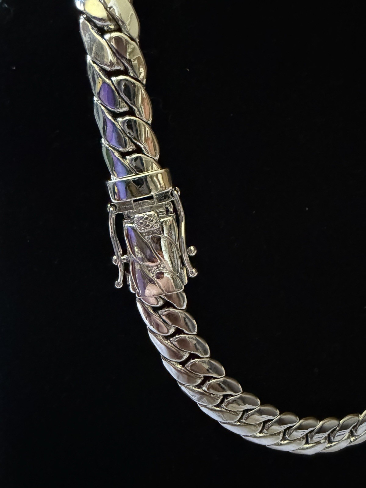 20” Silver White Gold Filled Miami Cuban Box Lock Necklace Chain, 79g