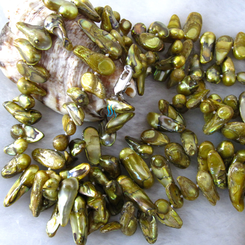 49″ 6-7mm Olive Baroque Mother of Freshwater Pearl Necklace