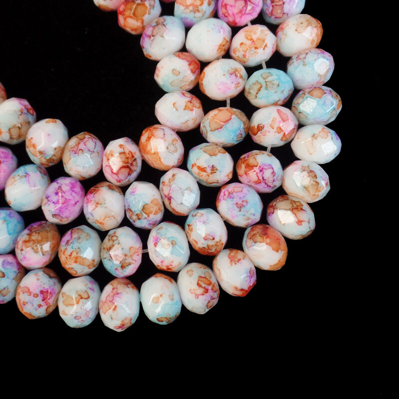 Faceted Rainbow Titanium Crystal Rondelle Pendant Loose Beads 30″SK64078