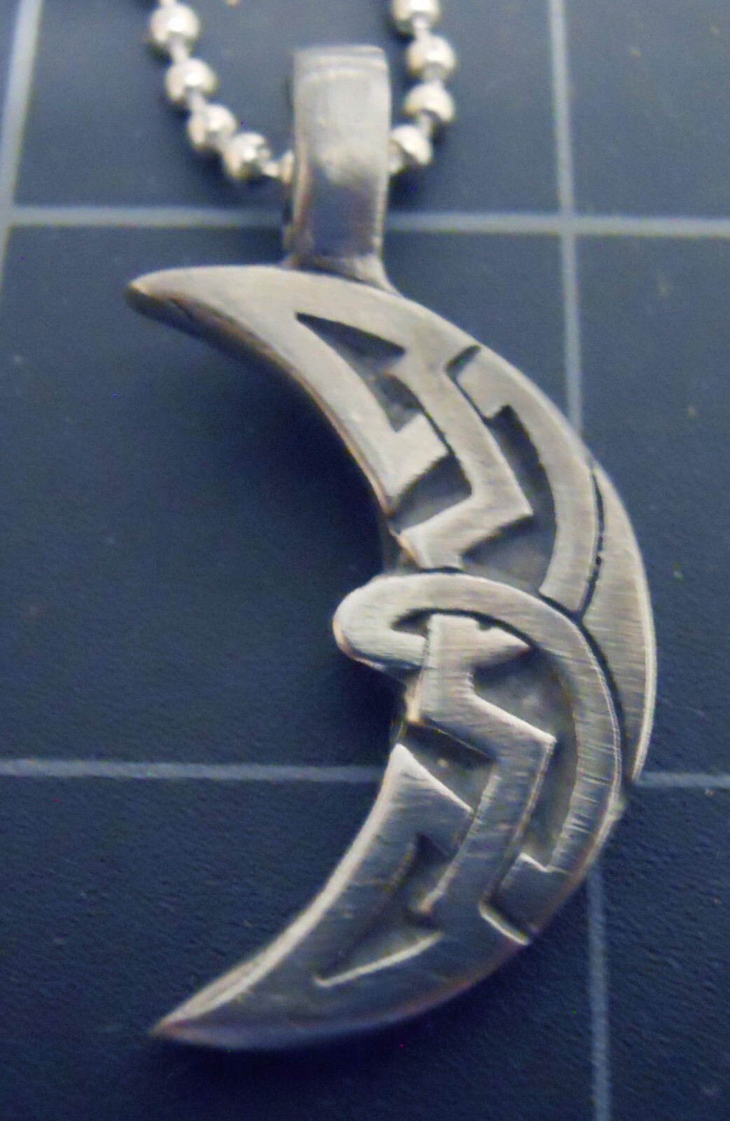 Tribal Moon Necklace Stainless Ball Chain New Quarter Moon Crescent Pendant