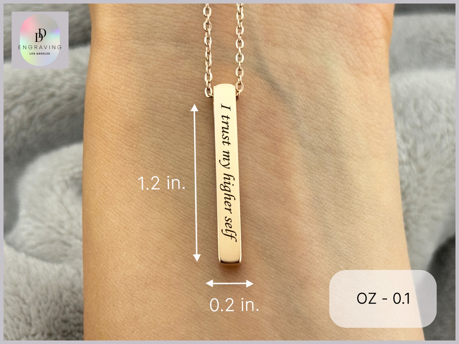 Personalized 3D Vertical Bar Necklace, Christmas Gift for Women