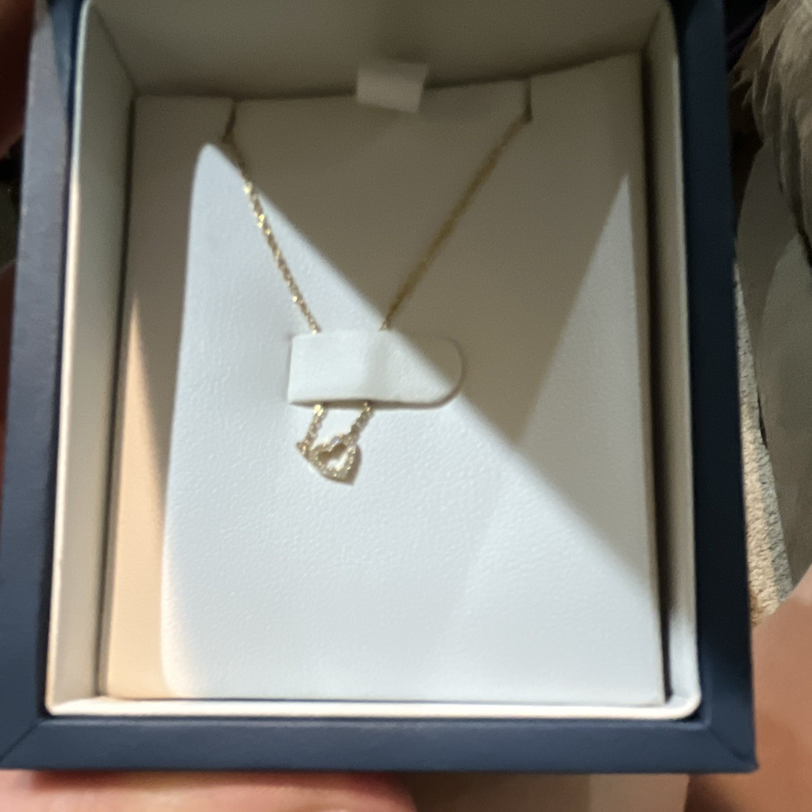 Blue Nile Yellow Gold Heart Charm Pendant Necklace Cable Chain Small Daimonds