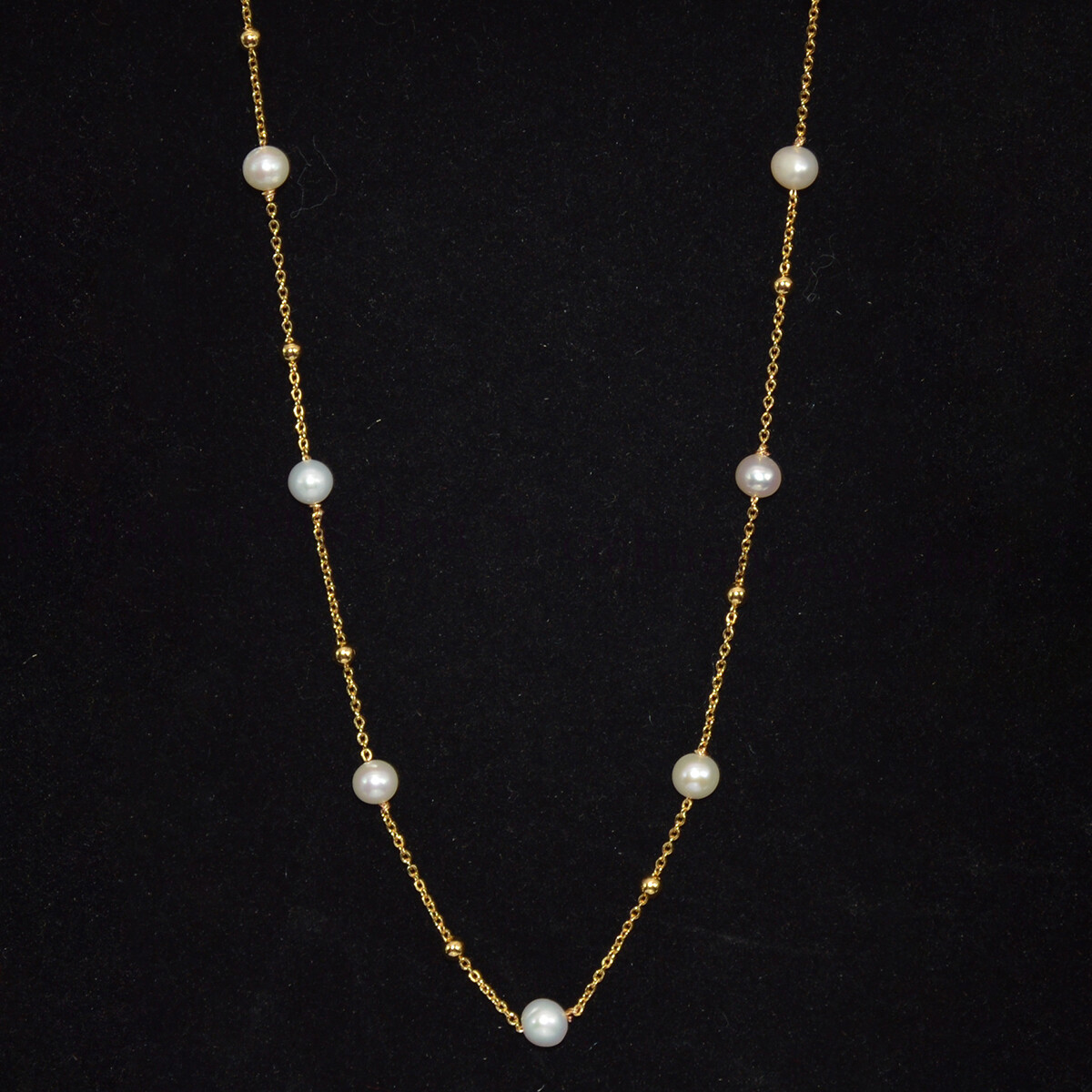 Real Natural 6-7mm White Freshwater Baroque Pearl Gold Chain Necklace 20/32”