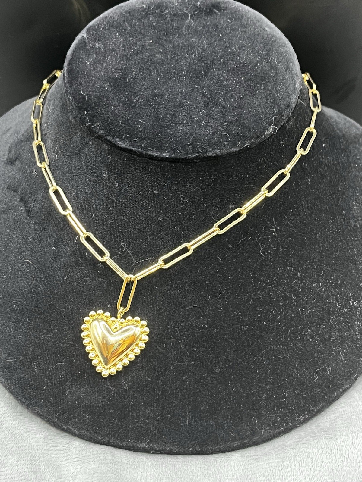 Modern stackable Michelle McDowell 18k Gold Plated Heart necklace 19” NWOT