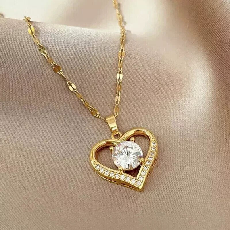 Stunning Women’s Pendant 2Ct Round Cut Simulated Diamond 14K Yellow Gold Plated