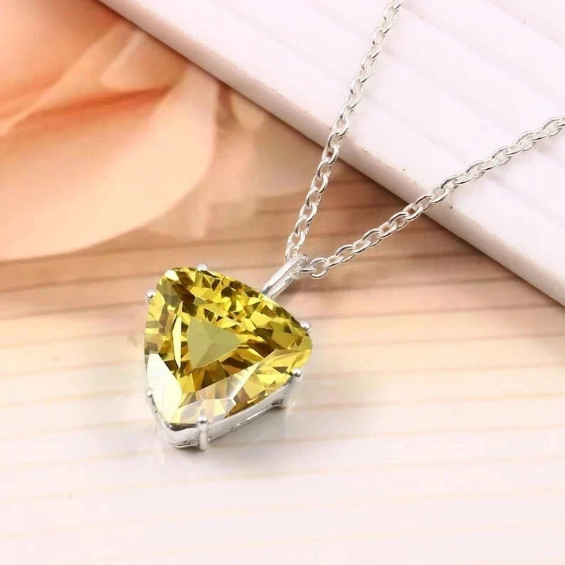 Natural Certified 40 CT Yellow Zircon Loose Gemstone Pendant 925 Solid Silver