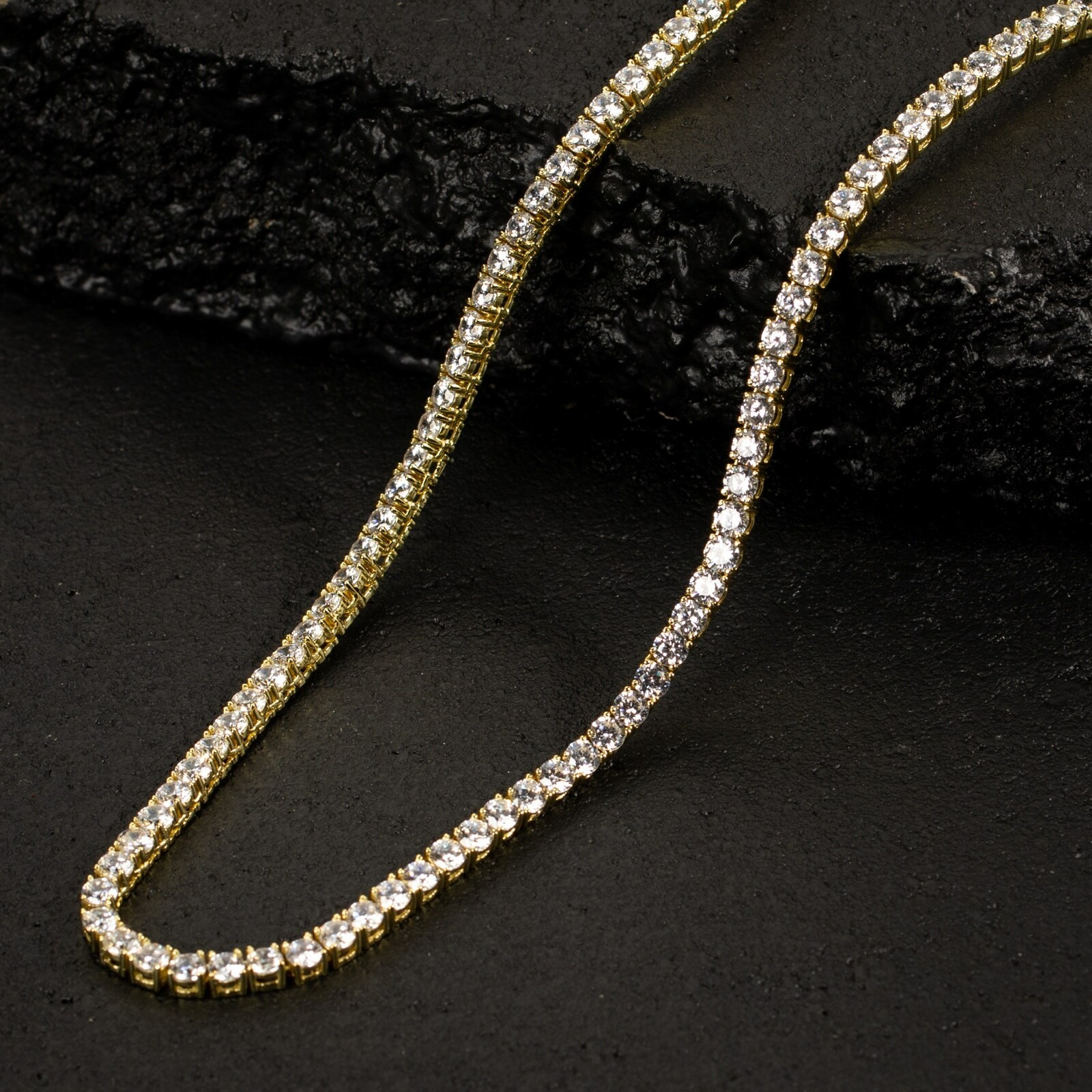 High-End Moissanite Brass 1 Row Tennis 4mm 18″ 20″ 24″ Chain Necklace Jewelry