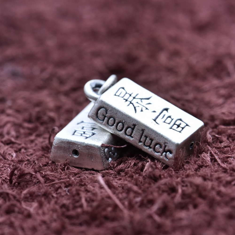 9mm *18mm Pure 999 Fine Silver Bar Pendant Thai Silver Fine Jewelry 1.2 grams