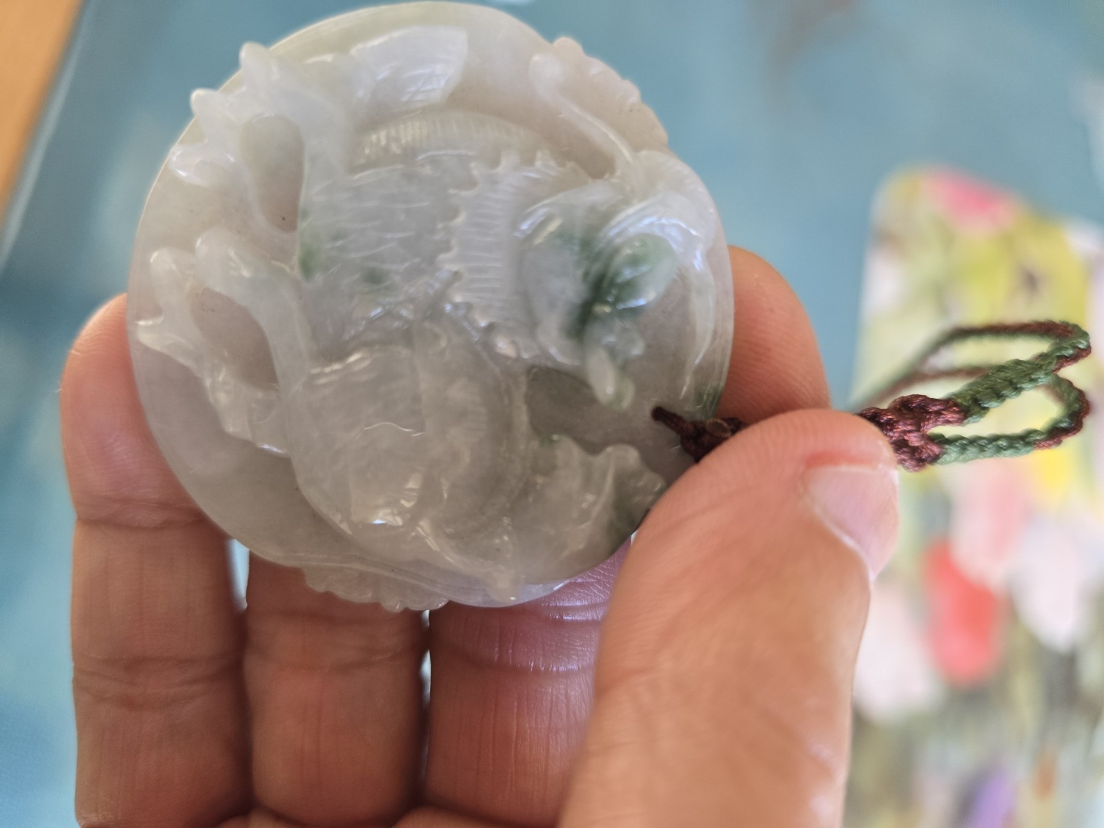 Natural A grade Carve jade Jadeite Pendant Chinese Kylin, Qilin or Kirin (麒麟)
