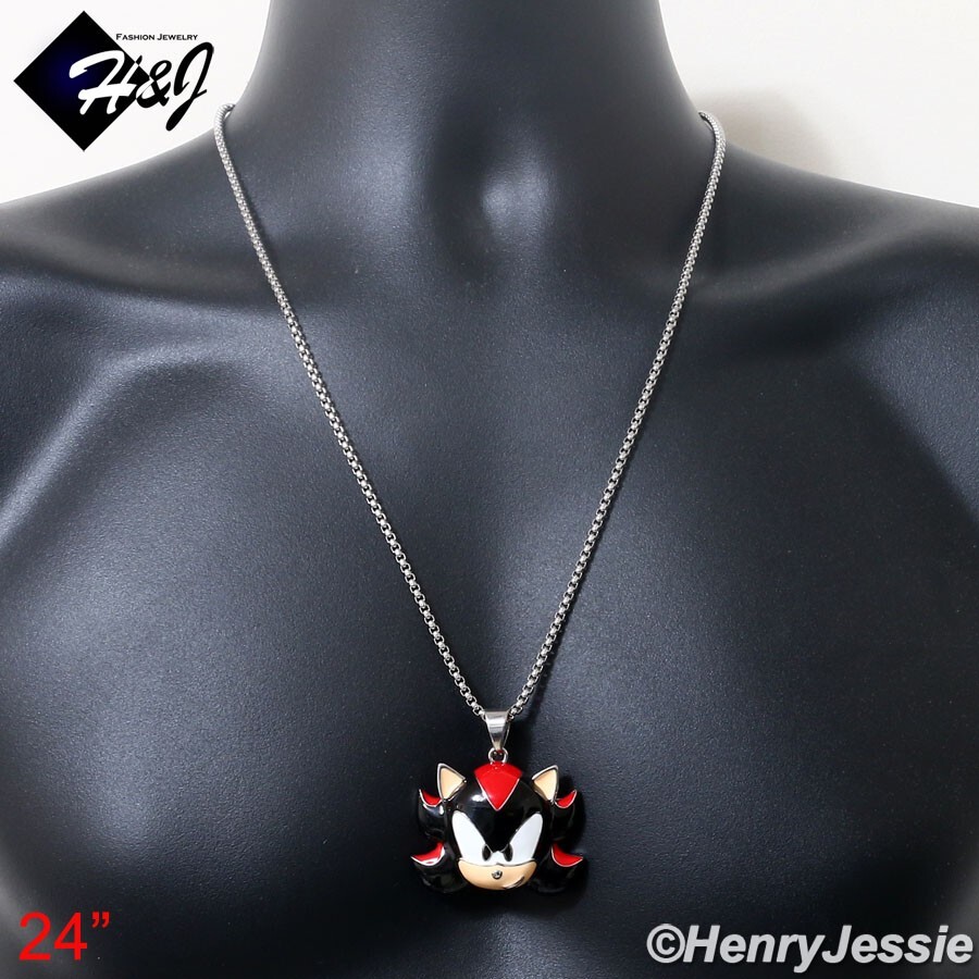 18″-36″MEN Stainless Steel 3mm Silver Box Chain SHADOW Cartoon Pendant*P153