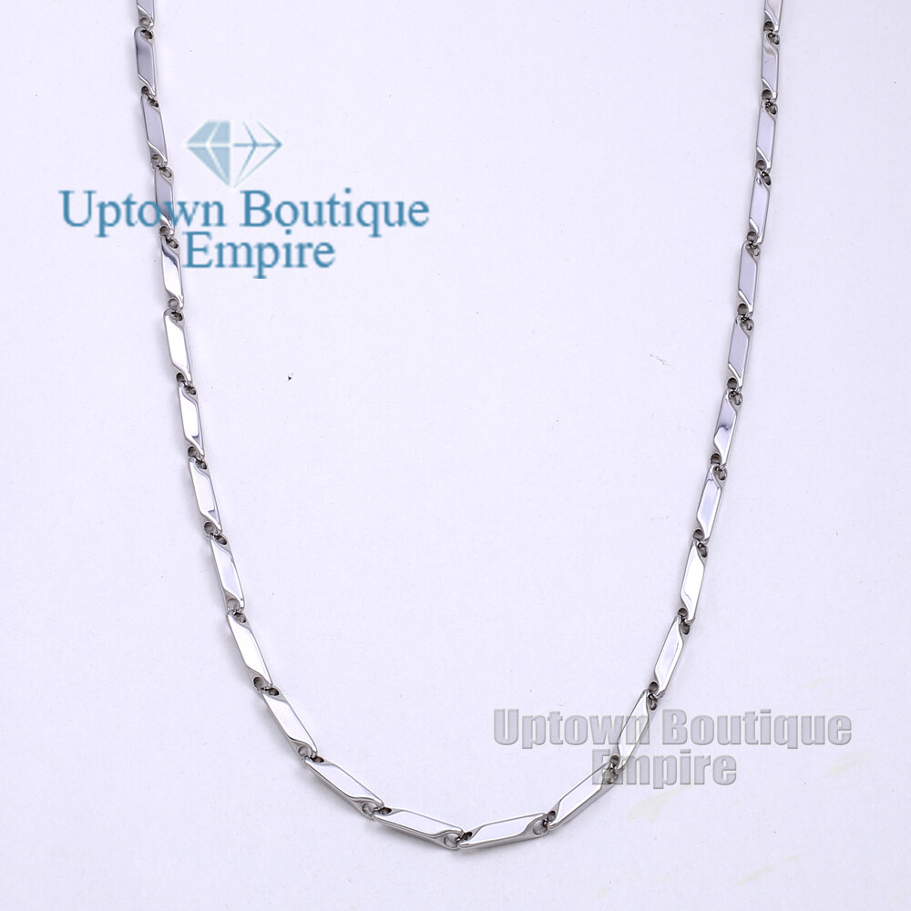 18-36″ Silver Men’s Stainless Steel 4mm Arrow Bullet Stick Necklace Chain Link