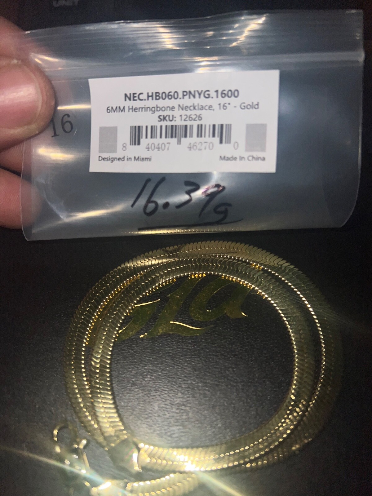 Beautiful flat 16”6mm 14k GP herringbone Necklace NWT , warranty card included