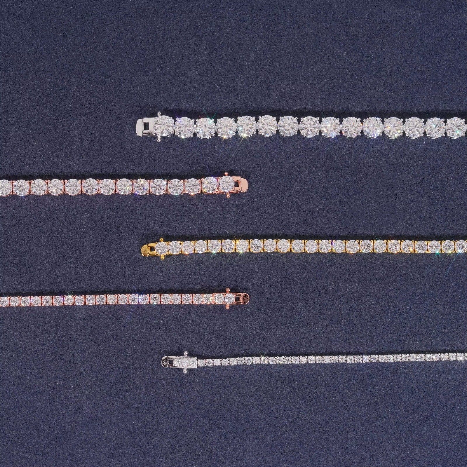 2-6.5mm D Color VVS Moissanite Tennis Chain Necklace Bracelet Gift S925 Silver
