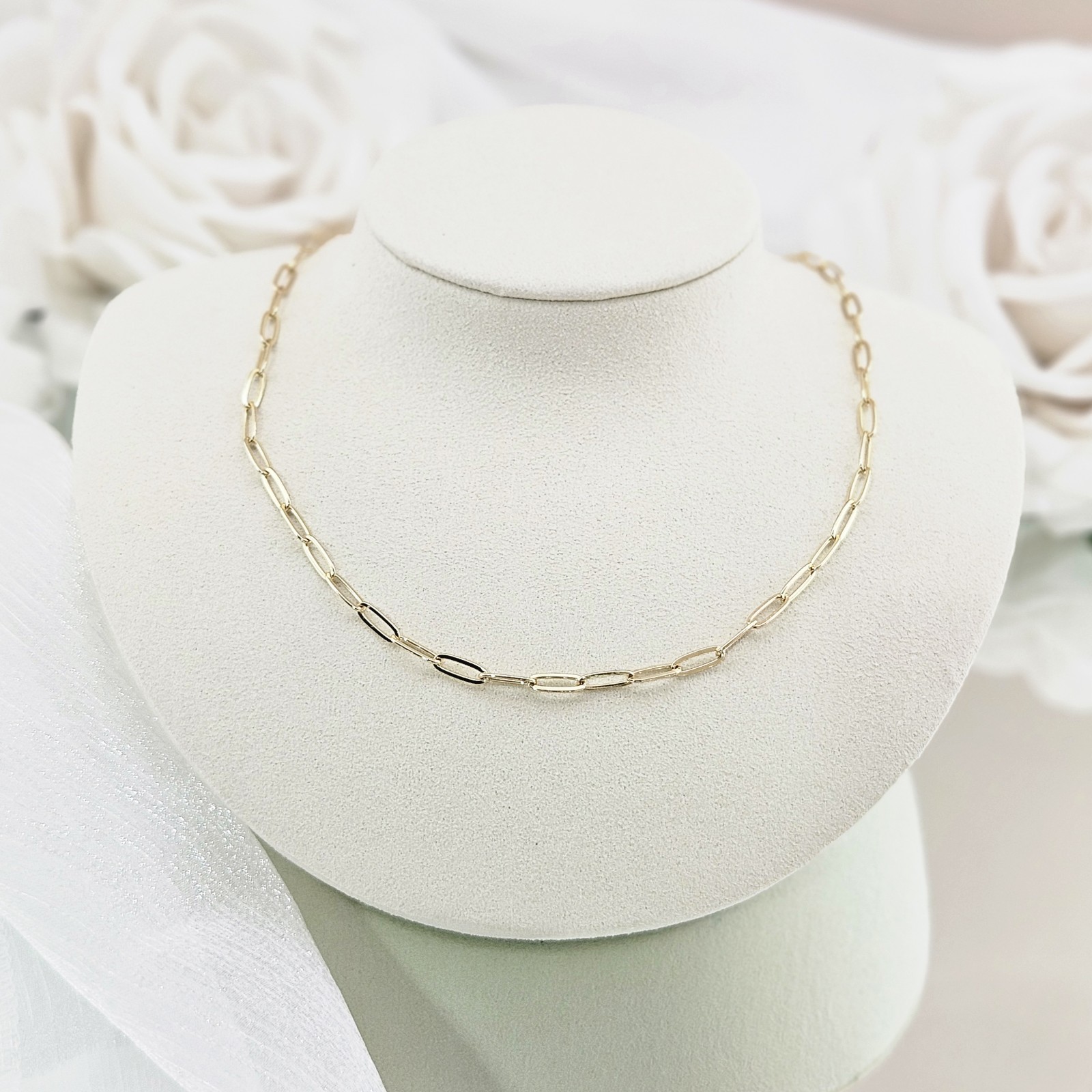 Adornia Necklace 14k Gold Plated Paper Clip Chain Modern Minimalist Boho Gifts