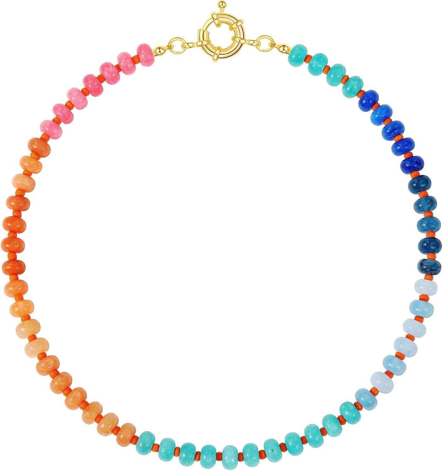 KELORIS PATH Beaded Gemstone Necklaces for Women, Boho Colorful Bead Choker Neck