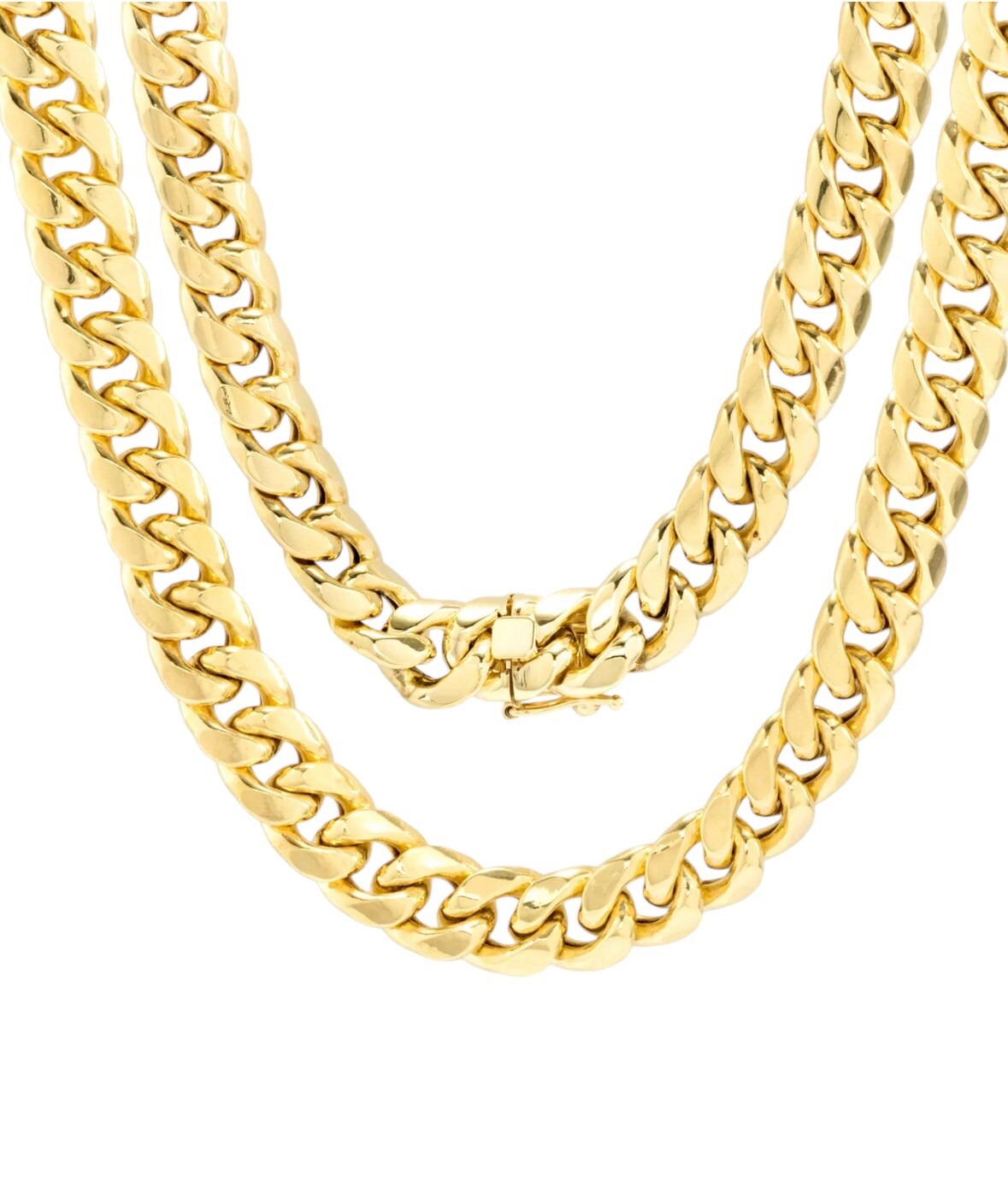 14k Solid Yellow Gold Miami 9mm Cuban Link Chain 24″ Inches Necklace Box Lock