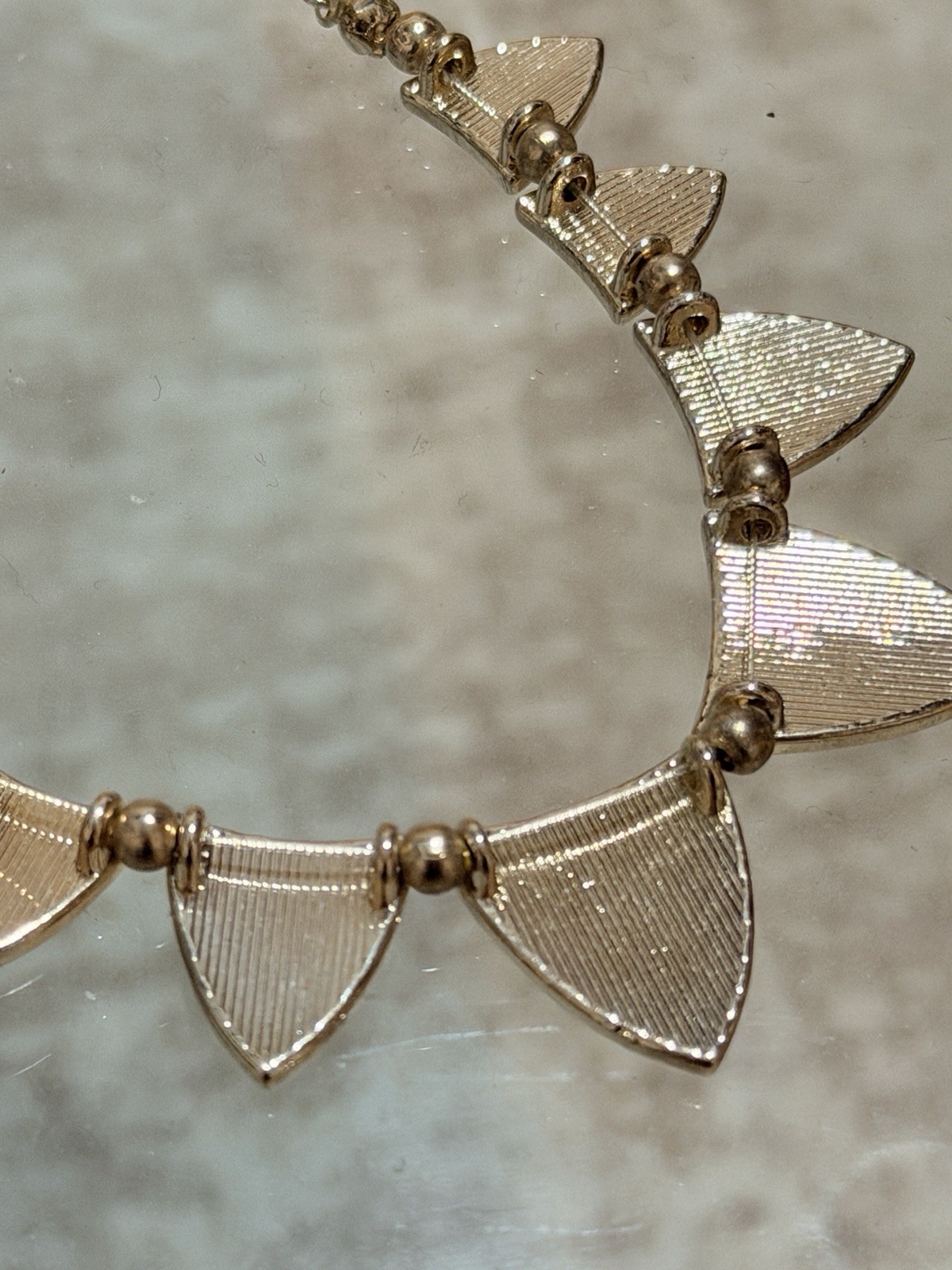Black & Gold Tone Statement Bib Necklace Cable Chain Triangle Segments