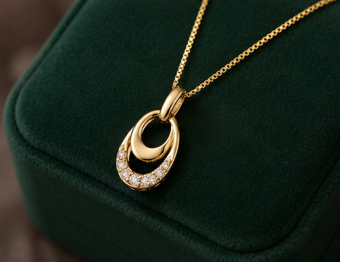 1.00Ct Round Cut Moissanite VVS1 3-Stone Pendant Necklace 14K Yellow Gold Plated