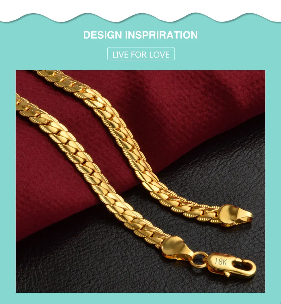 Gold Silver Tone 8-24in Side Chain Necklace Women Mens Fashion Statement Jewelry
