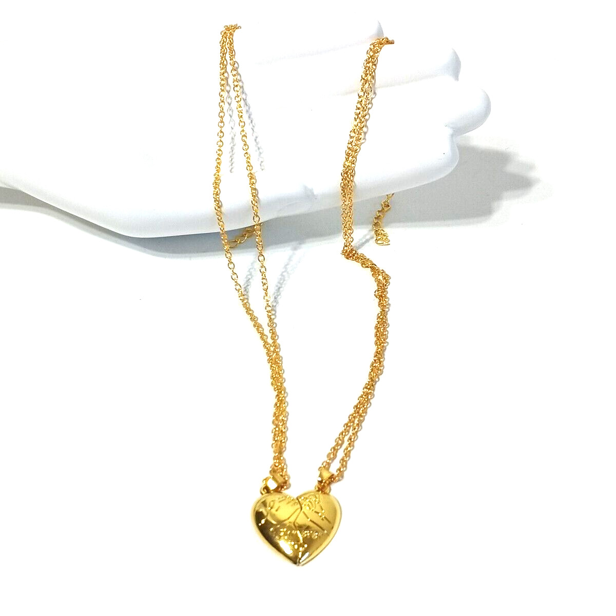Couples Forever Heart Pendant Necklace Brass Plated Gold One Size
