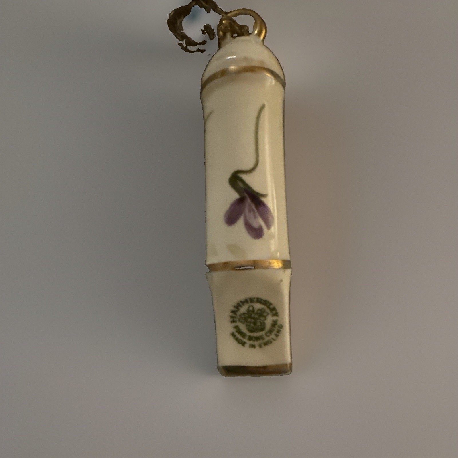 VTG Hammersley Fine Bone China Floral whistle Pendant Necklace Chain Signed