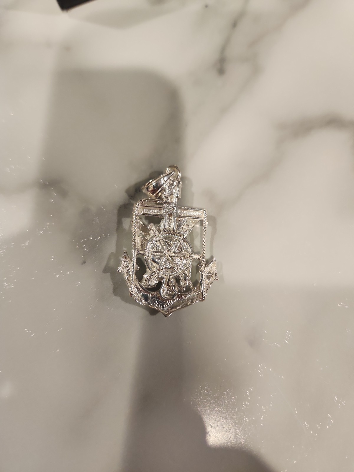 8 Grams 925 Sterling Silver Nautical Anchor Cross Charm Pendant 6mm Bail