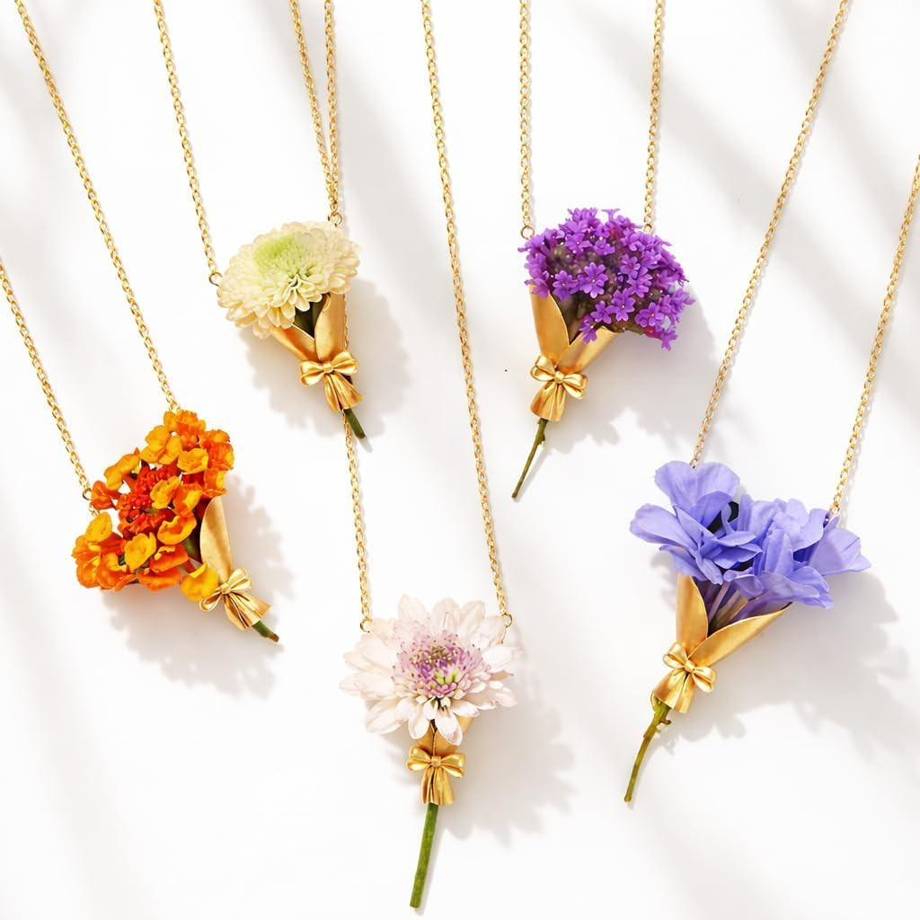 Flower Holder Necklace for Women DIY Flower Bouquet Necklace Mini Vase Pendant W