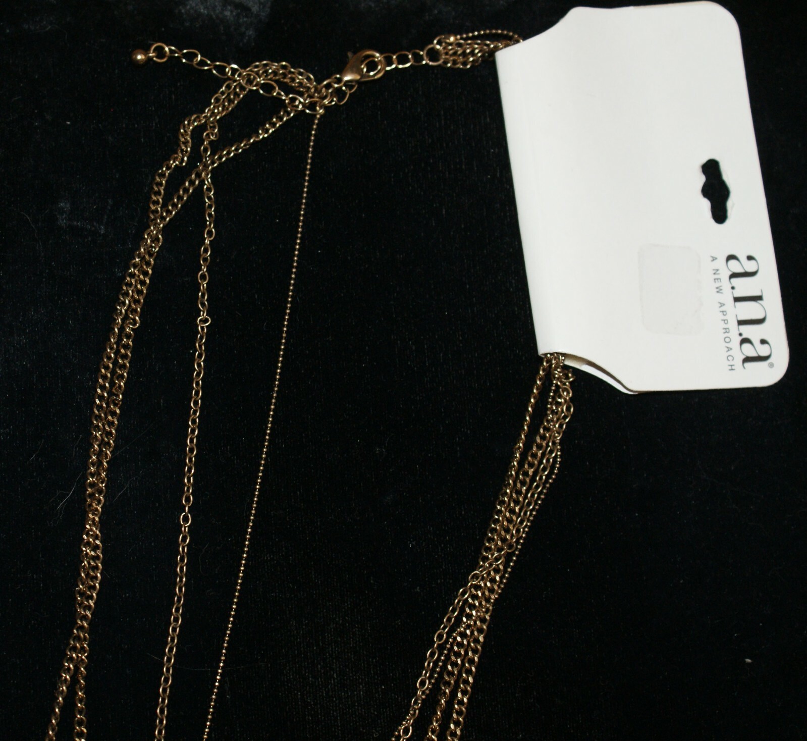 Women’s Fashion Jewelry Necklace A.N.A. Multi Chain Shell & Beads Gold Tone NEW