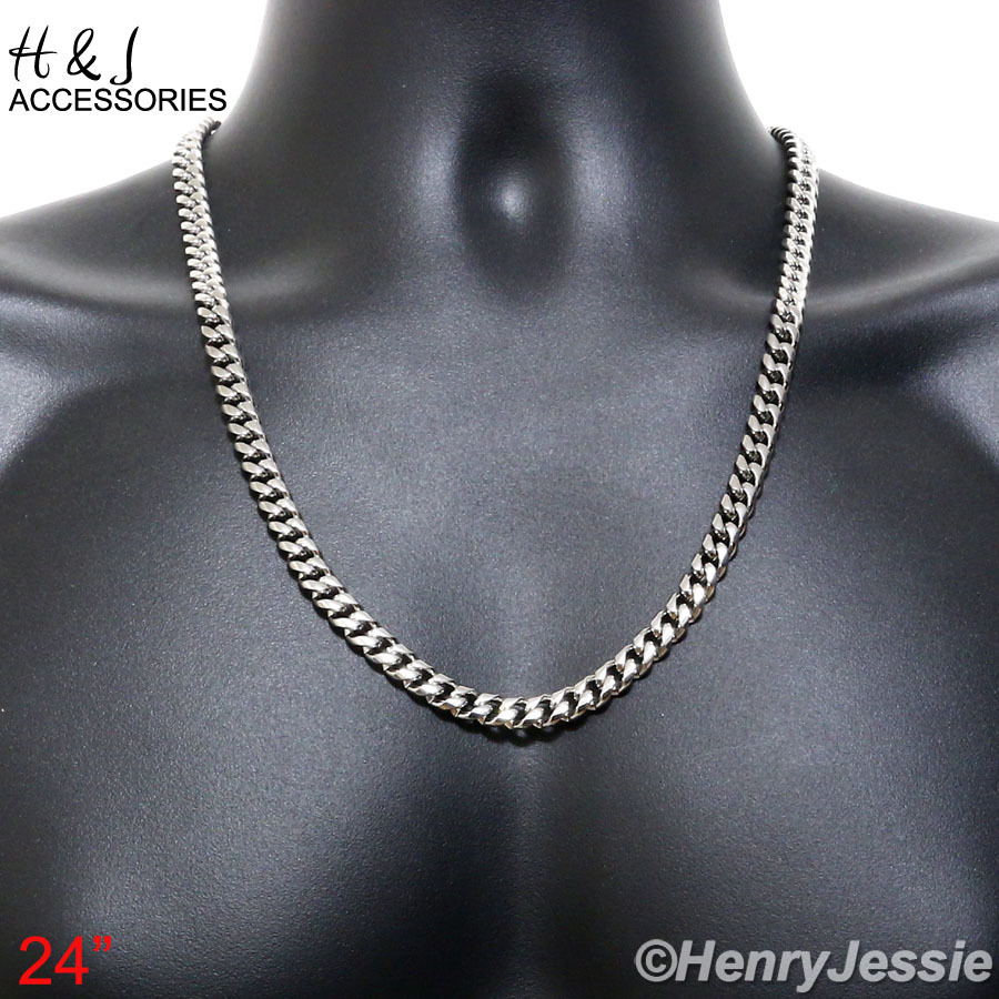 18-40″MEN 316 L Stainless Steel 7mm Silver Miami Cuban Curb Chain Necklace*N154