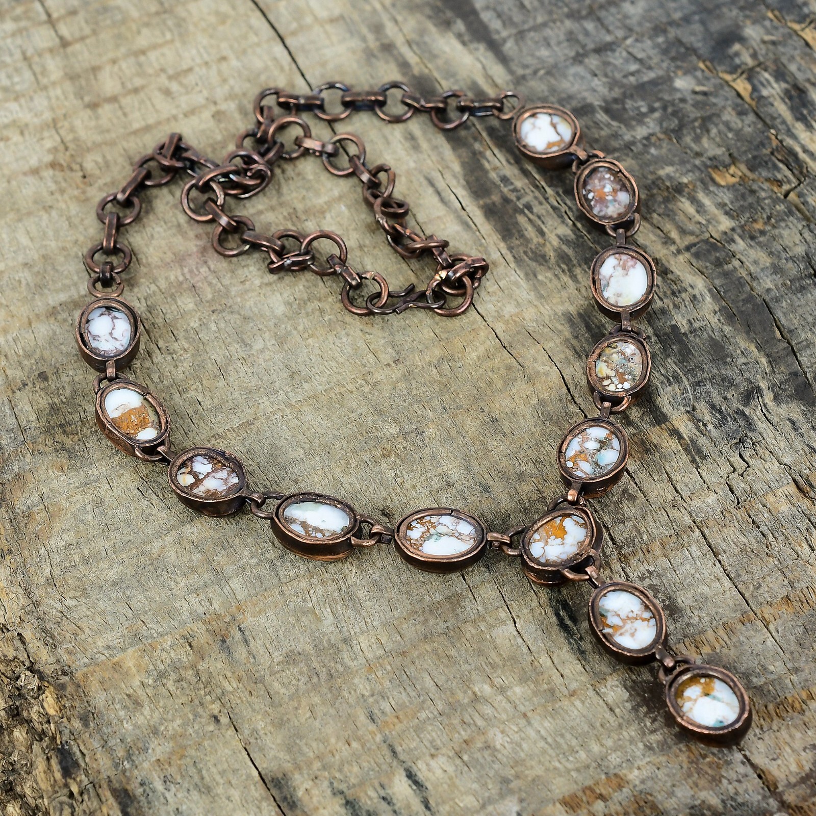 Copper Wild Horse Magnesite Stone Electroformed Daughter Chain Necklace Jewelry
