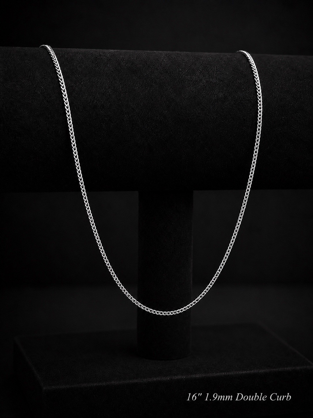 16 in 1.9mm Silver Double Curb Link Chain
