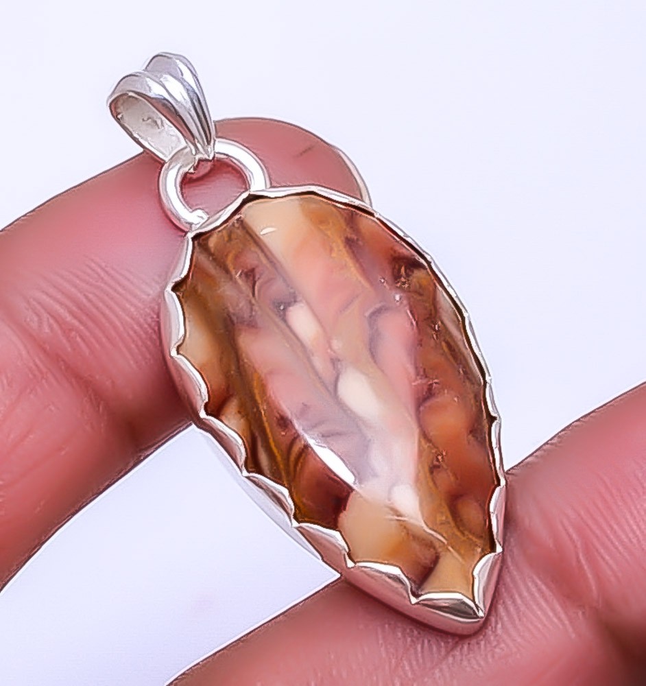 Wave Dolomite – Mexico Gemstone 925 Sterling Silver Pendant 1.64″ P_9359_150_45