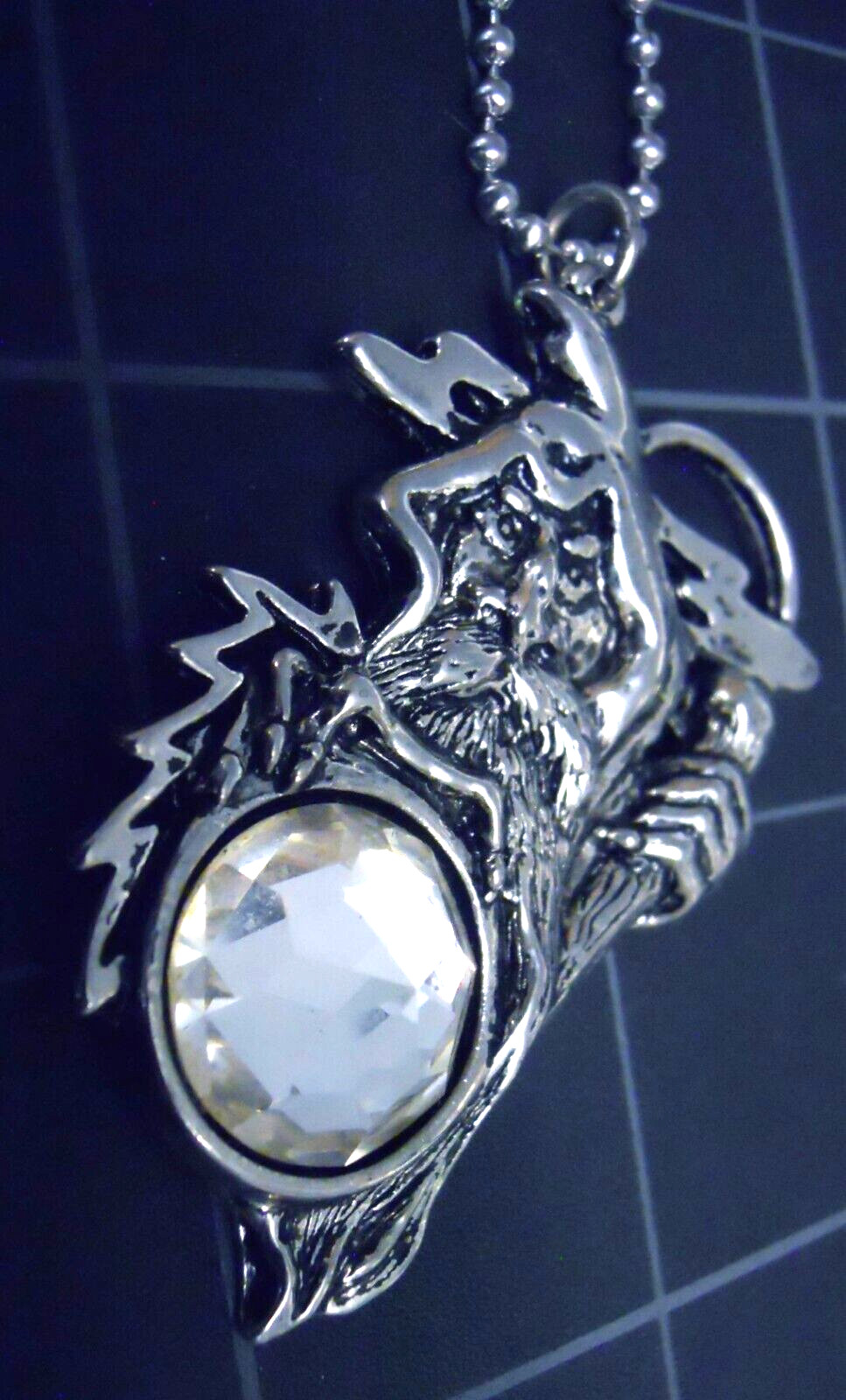 WIZARD Moon Scepter Dresden Pendant Stainless Ball Chain New Crystal Necklace