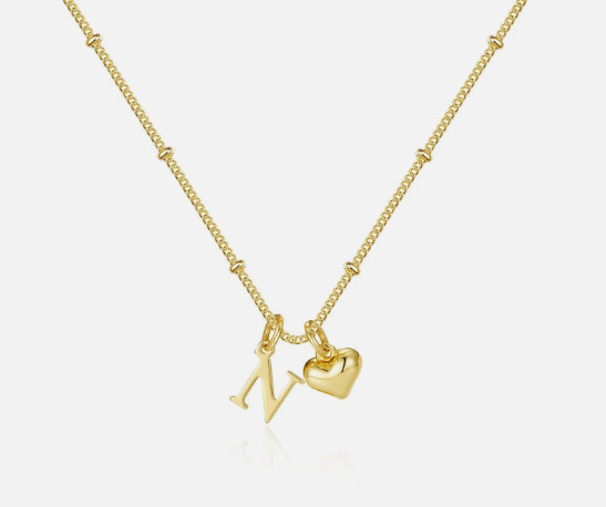 Heart Initial Necklace for Women,14K Gold Plated Letter A-Z Pendant Necklace