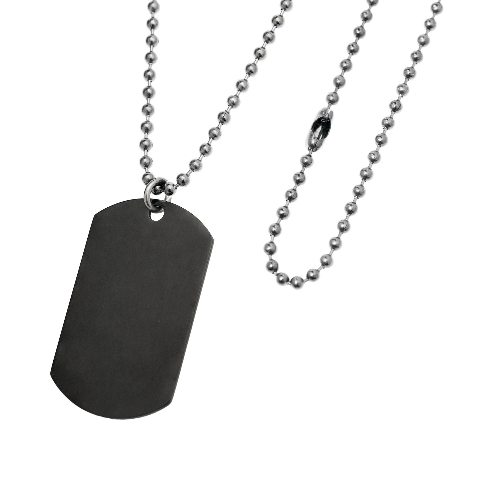 Personalize Photo Engrave Stainless Steel Custom Dog Tag Dot Ball Chain Necklace