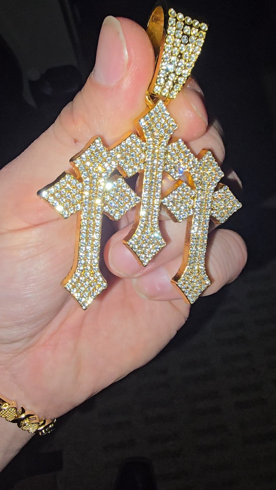 Gold Triple Cross Cz Cross Pendant Hip Hop – Religious