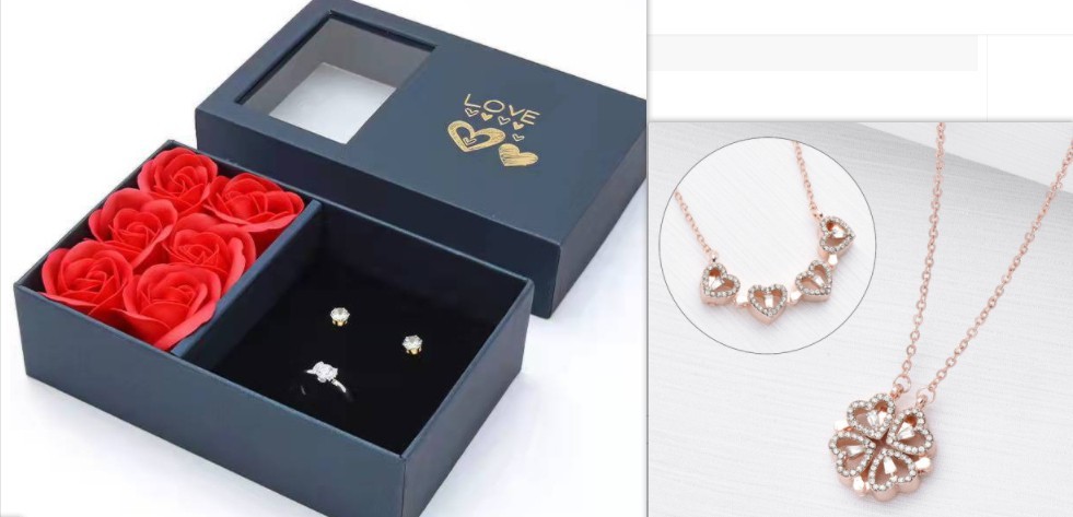 Magnetic Four Leaf Clover Heart Necklace Women’s Convertible Lucky Love Pendant