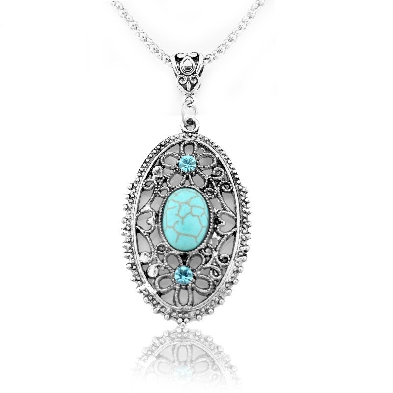 Vintage Tibetan Looking Hollow Alloy Pendant Necklace Jewelry. NEW