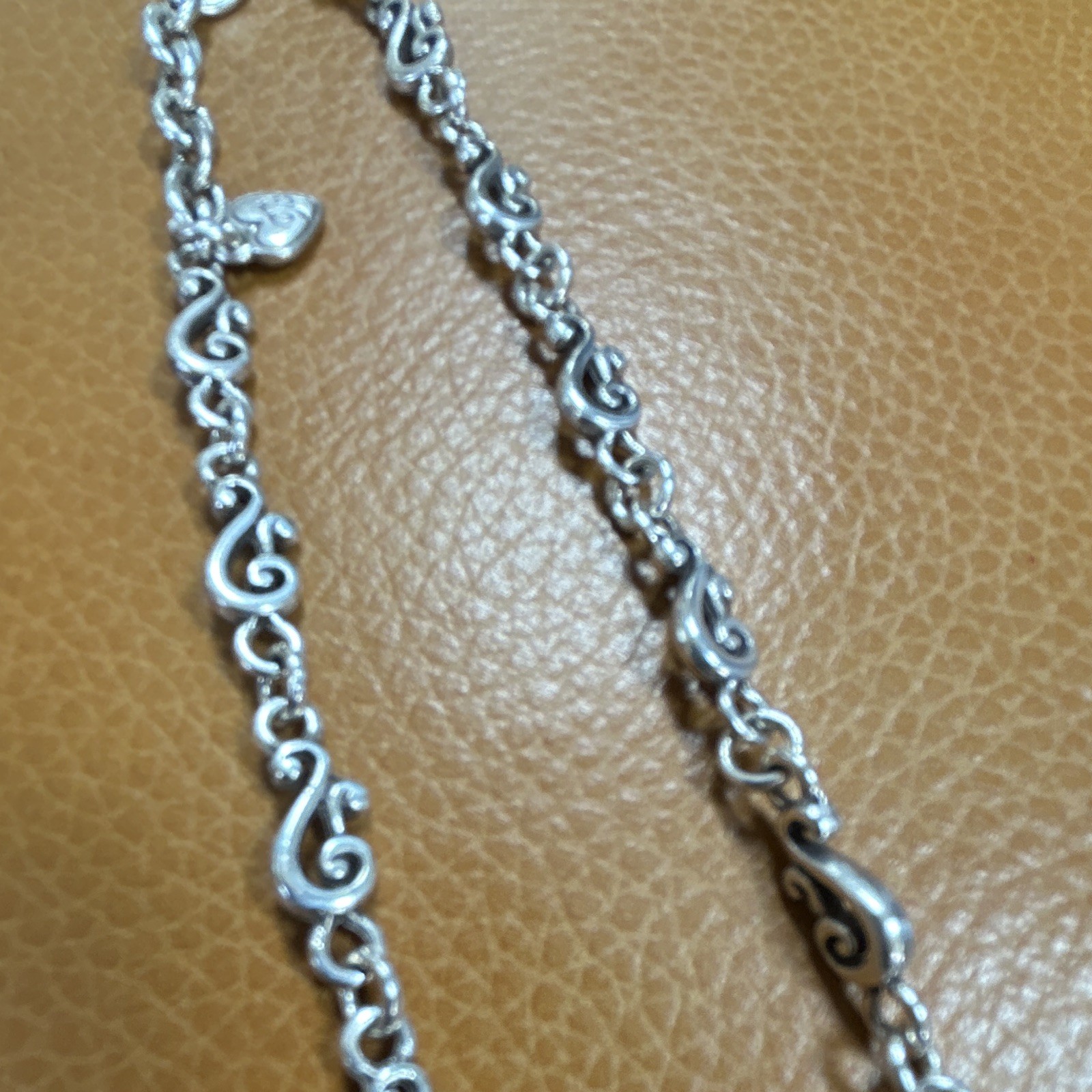 Vintage Brighton Silver Fluer-de-Lis Necklace Black Teardrop Crystal Dangle