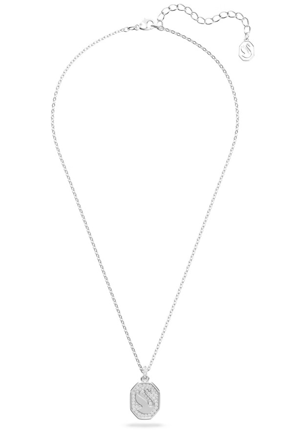 Swarovski Signum pendant Swan, Long, White, Rhodium plated- 5621098