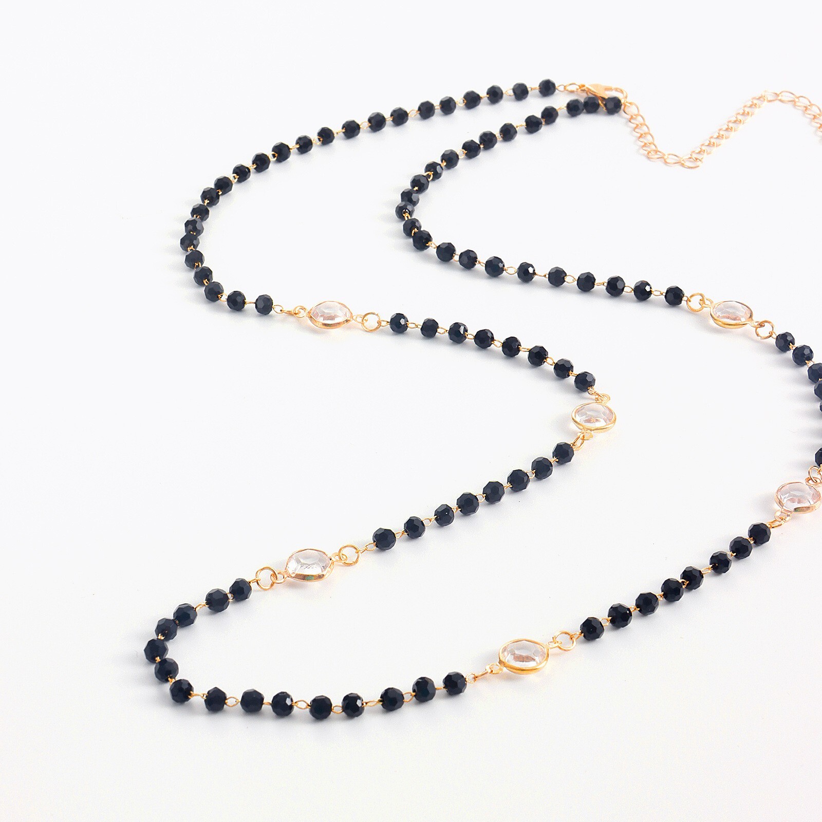 Fashion Women Crystal Necklace Retro Geometric Beads Elegant Black Pendant 1941