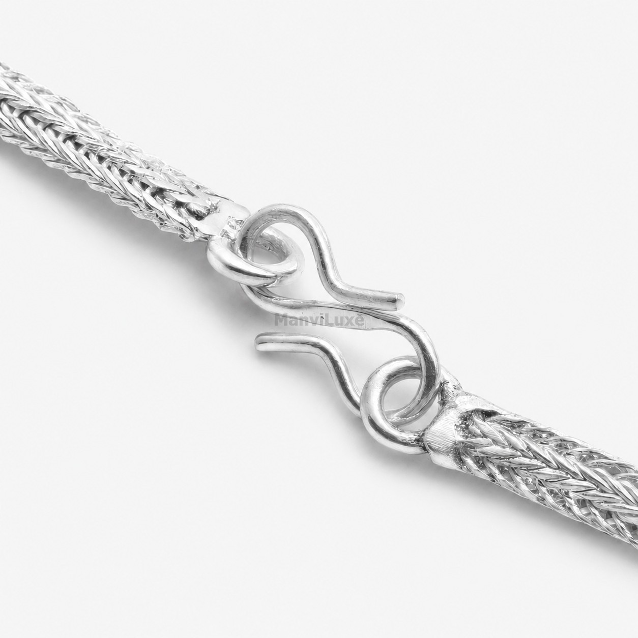 20″ Silver Bonded Woven Chain for Women | 4x2mm Heavy Duty Braided Franco Chain