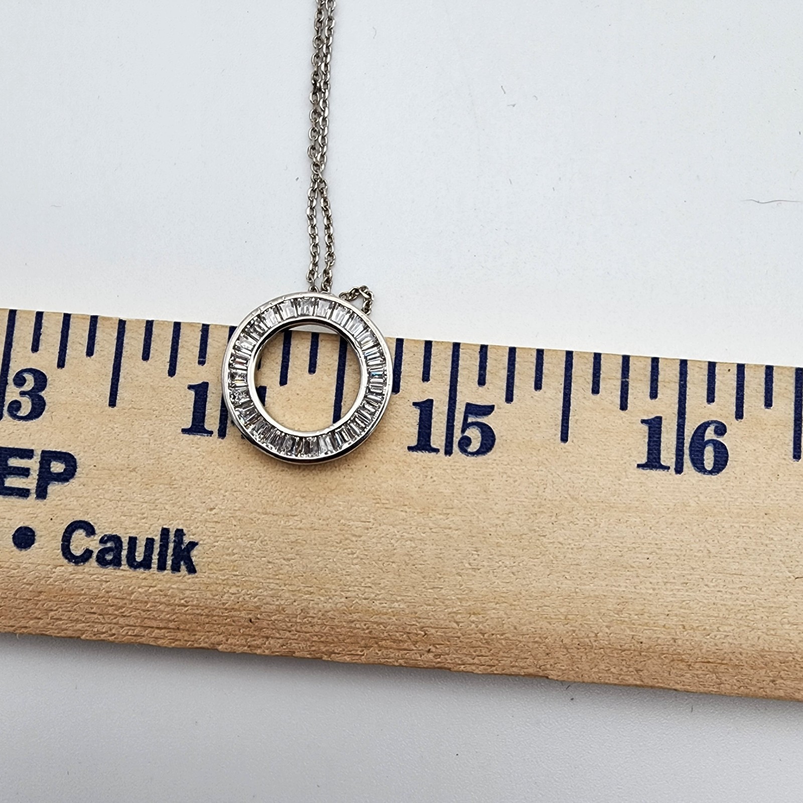 925 Sterling Silver Baguette CZ Circle of Life Pendant Necklace 18″ China CN
