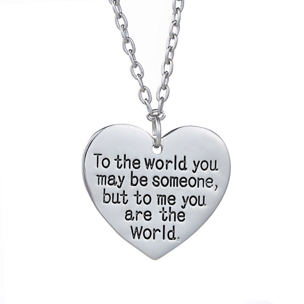 Valentine’s Day Gift for Wife Mom Girl You are My World Heart Necklace