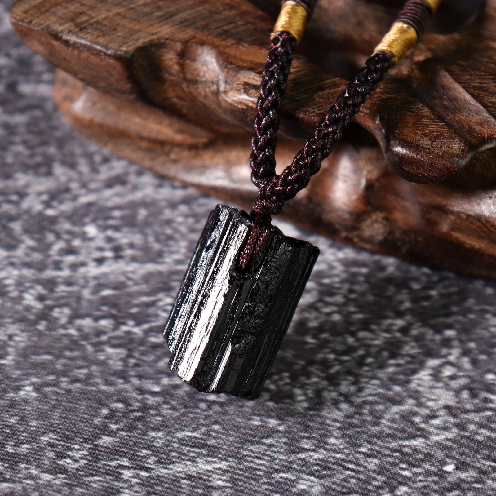 Black Tourmaline Pendant Necklace Natural Rough Crystal Healing Protection Gift