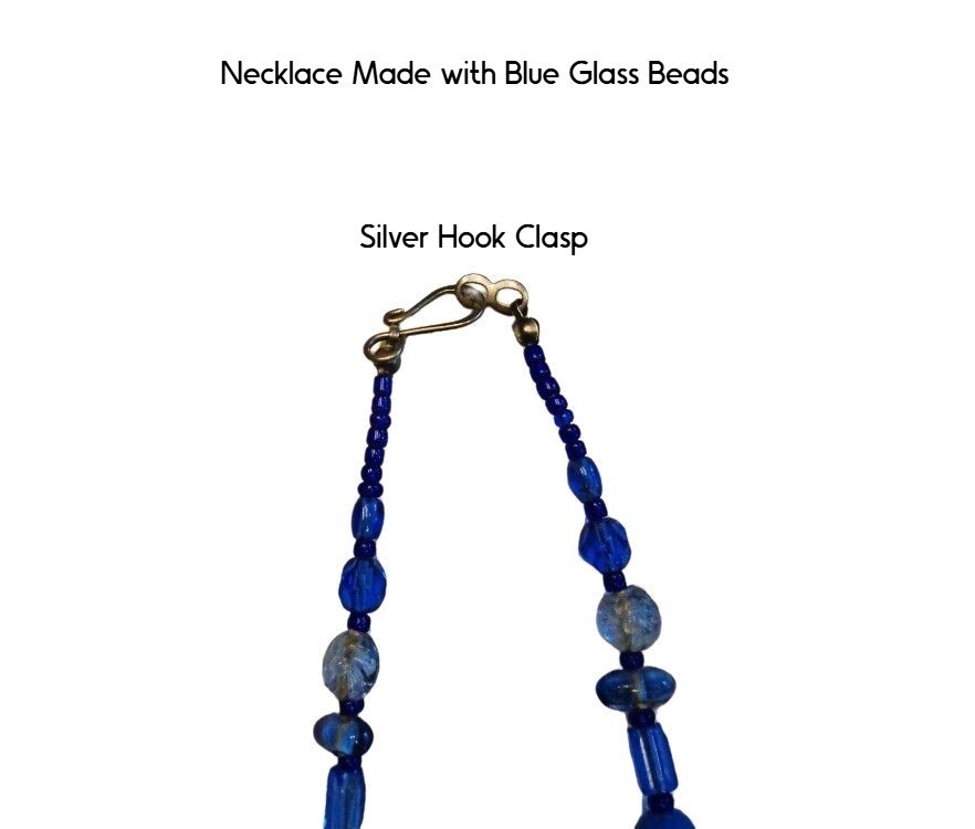 Unique Vintage Blue Porcelain Shard Necklace Handmade Chinese Pendant 24″